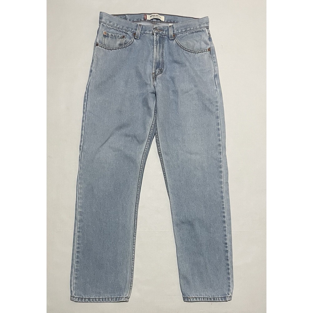 2004 Levis 505 Jeans Mens 33 X 31 Blue Light Wash Regular Fit Straight Leg Y2k